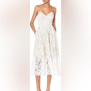 Elegant White Lace Midi Dress